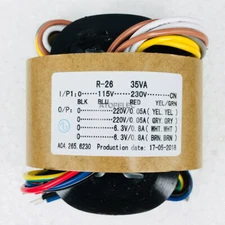 115V-230V 35W R-Core Transformer for Tube Amplifier Preamps 220V+220V 6.3V+6.3V