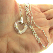 Crystal Heart Pendant Necklace 1 18 in Silver Plate