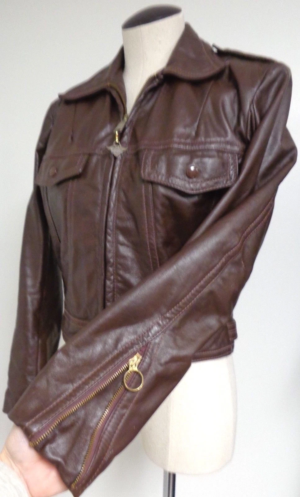 harley-davidson vintage amf leather cavalier trucker style motorcycle jacket