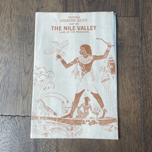 1965 National Geographic Map Poster of The Nile Valley Pharaohs Vintage 19 x 25
