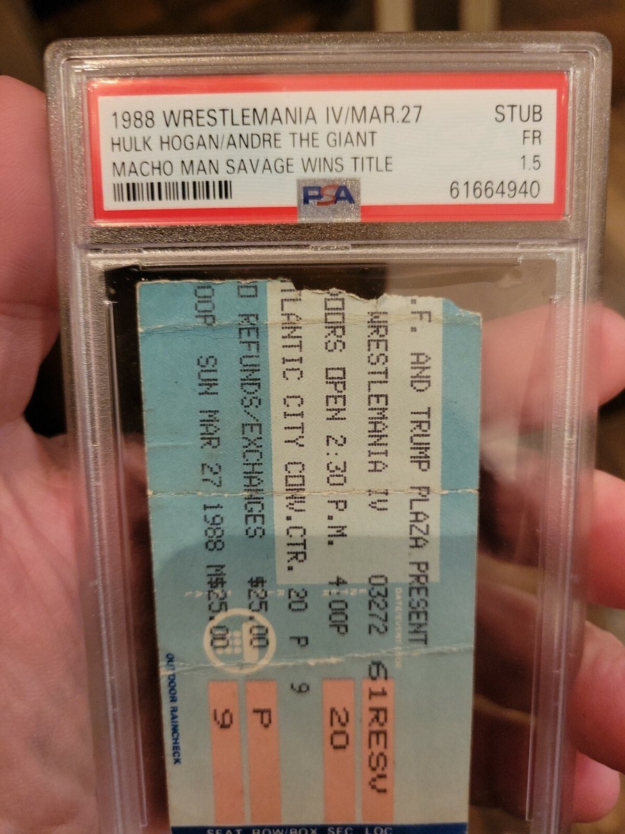 WWF WRESTLEMANIA IV 4 PSA GRADED ticket stub HULK HOGAN RANDY