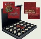 Mexico 18x 5 Pesos Commemorative Coins 2008-2010 Revolution in Case Uncirculated
