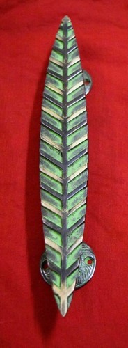 Brass Leaf Shape Door Pull 12'' Inches Garden Leave Door Handle Nature Art EK805 - Picture 2 of 6