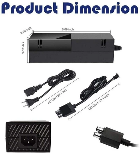 Power Supply PSU Brick w/ Cord For Xbox One Console AC Adapter 100-240V Voltage - Picture 5 of 12