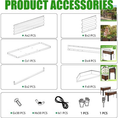 2PCS Portable Raised Metal Garden Bed 48x18x32in - Ideal for Backyard Gardening