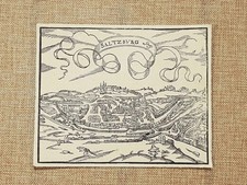 View of Salzburg or Soizbuag Austria Cosmographia Munster Year 1628 Reprint