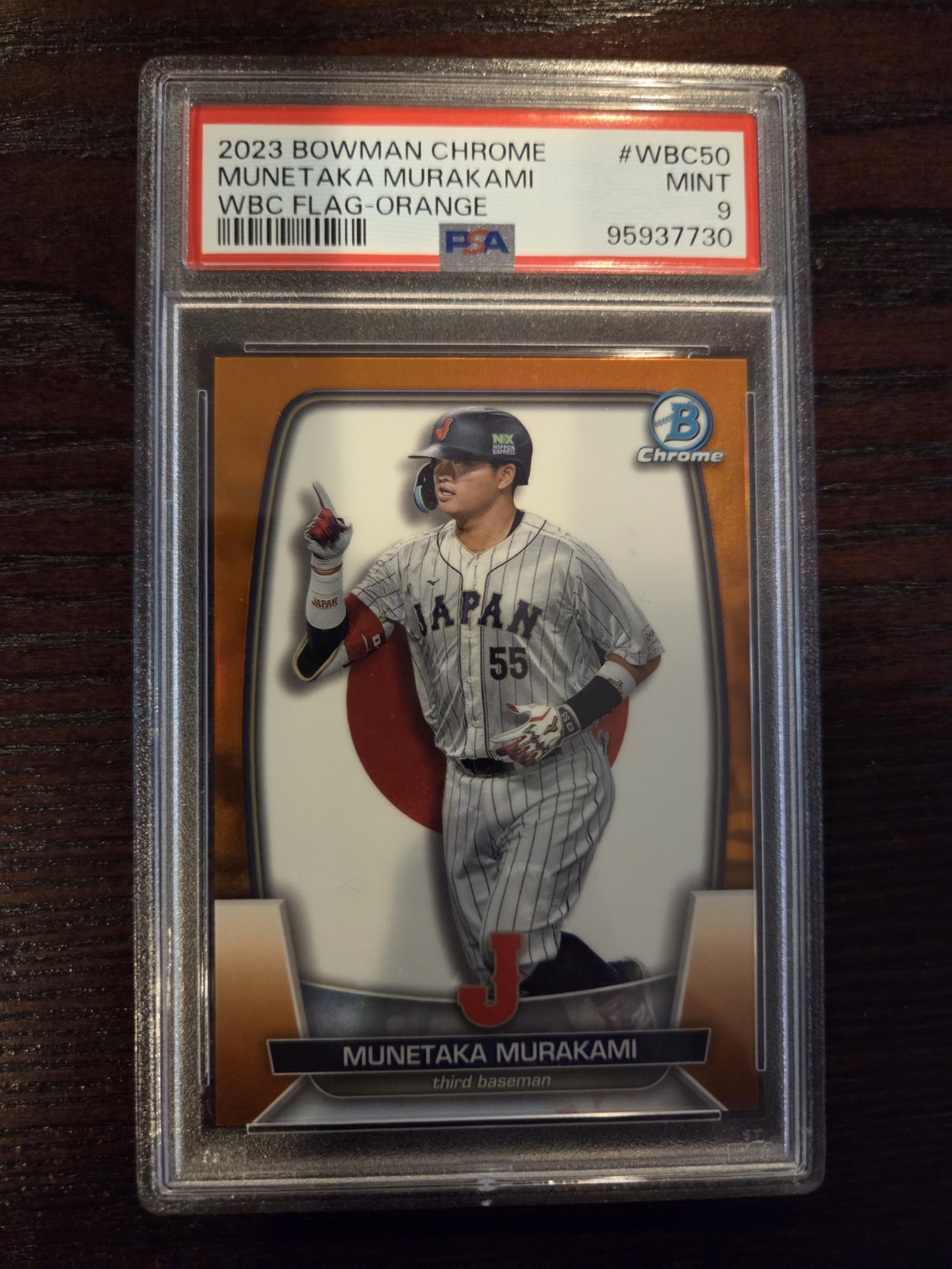 Munetaka Murakami 2023 Bowman Chrome #WBC-50 WBC Orange Refractor Flag /25 PSA 9