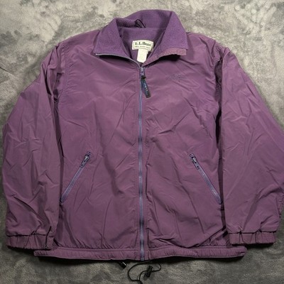 VTG L.L. Bean Three Season Jacket Mens Medium Purple Fleece Lined Drawcord Hem