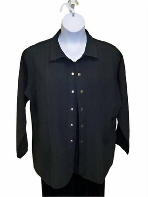 Ezze Wear Women's Herringbone Snap Jacket Black