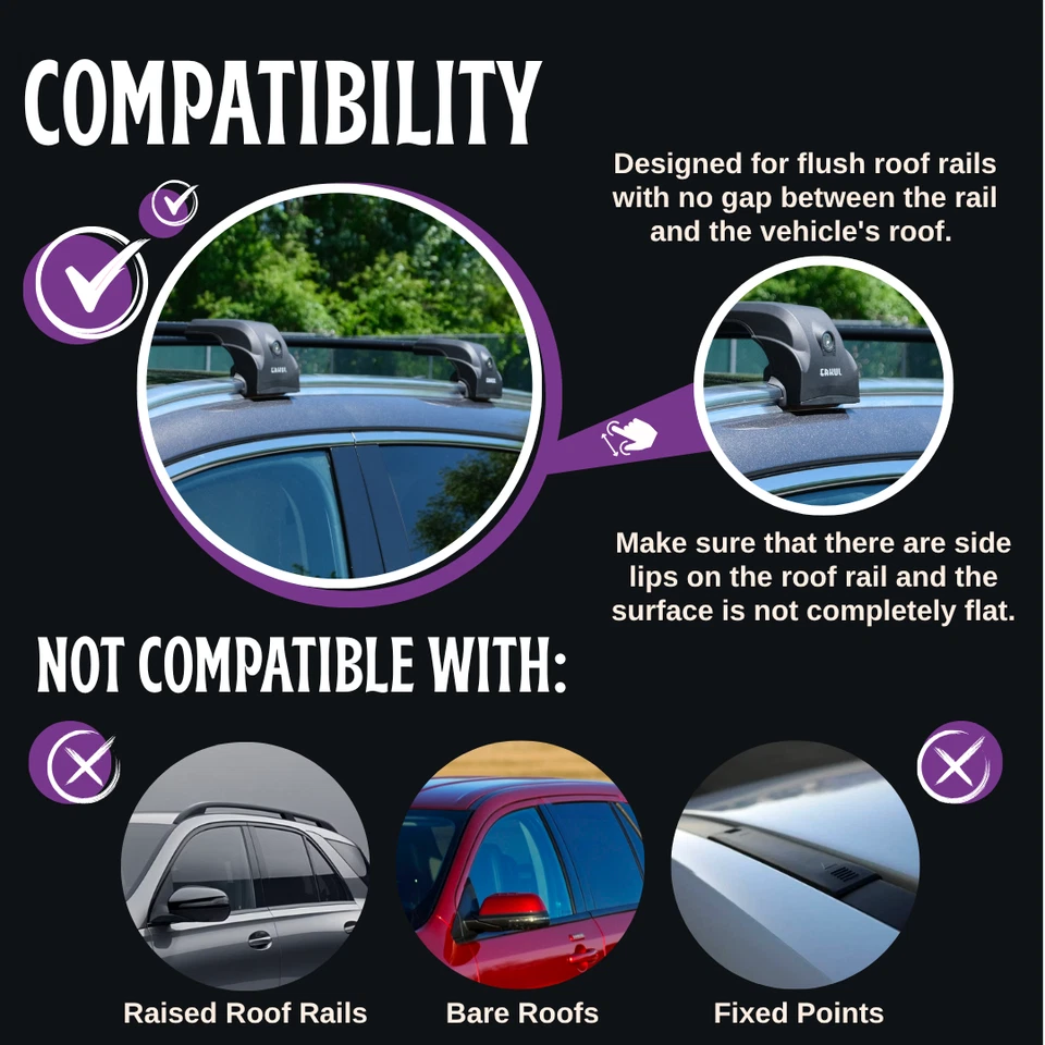 Barras transversales para portaequipajes de techo ERKUL para Buick Encore 2013-2022 para rieles empotrados negras Foto 2 de 4