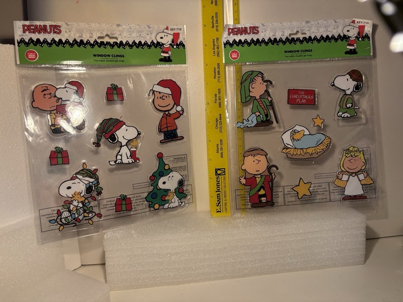 Peanuts Christmas Window Clings - 2 Sets - Charlie Brown Snoopy Woodstock Linus