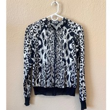 Y2k B/W Leopard Print Sequin Zip-up Jacket Size M