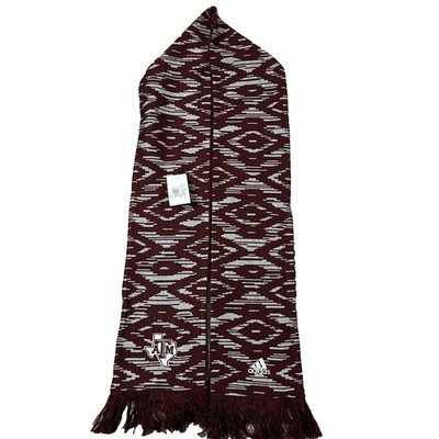Adidas Unisex One Size Maroon Gray Acrylic Texas A&M Aggies Football Scarf NWT