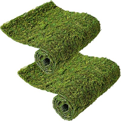 2 Rolls Dried Moss Table Runner, 12 x 40 Inch, Preserved Sheet Mat, Crafts