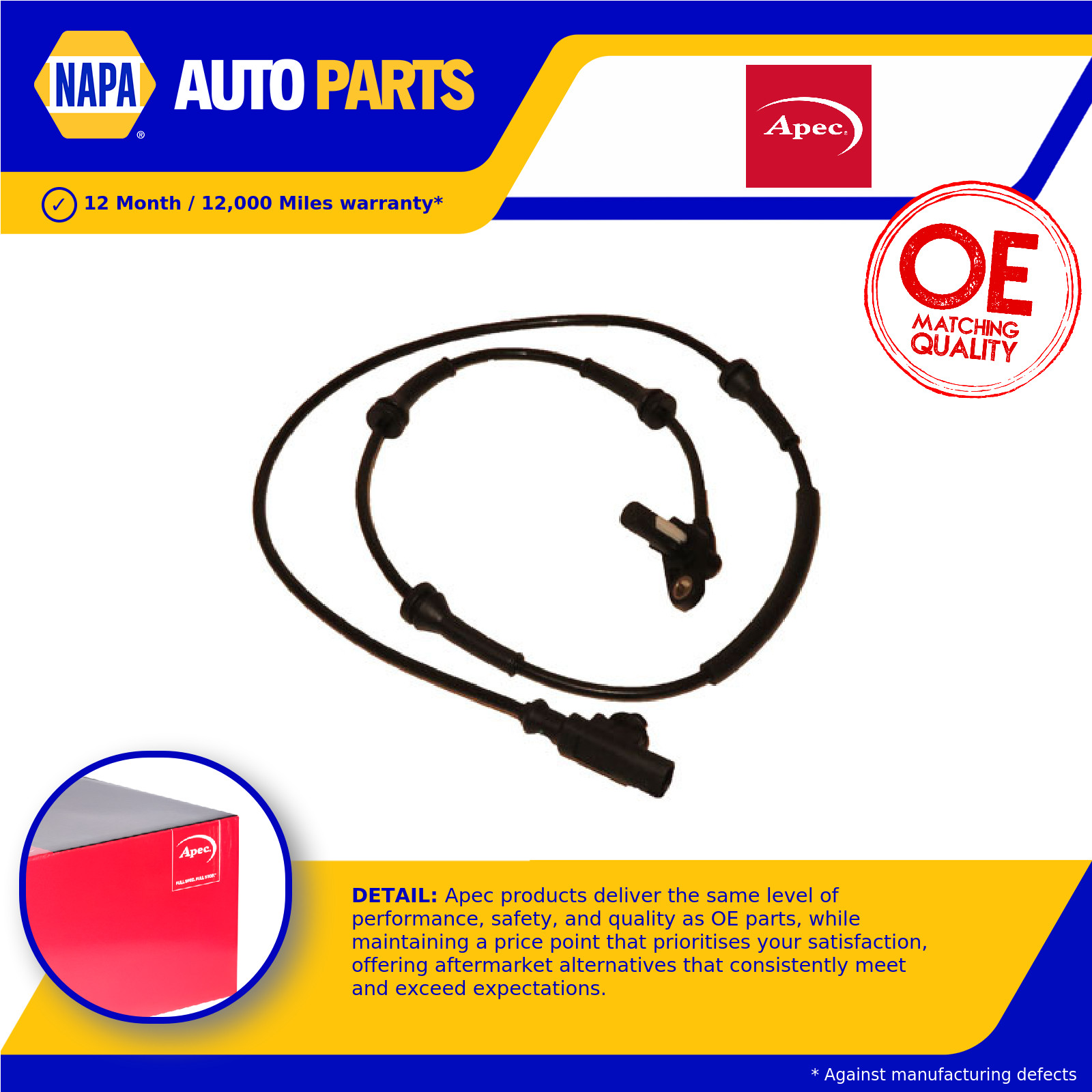 ABS Sensor Rear Left or Right ABS1148 Apec Wheel Speed SSB500100 SSB500102 New