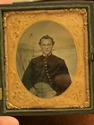 6th Plate Colorized Civil War Zouave Tintype Rare Photo Union Camp Scene Flag