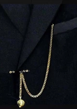 Gold Plated Custom Made Pocket Watch Chain with Leaf Fob