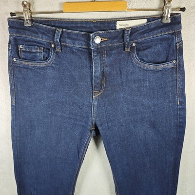 Esprit Jeans Damen Hose Gr. W29/L34 Blau Straight Gerade Beim Baumwolle elasthan