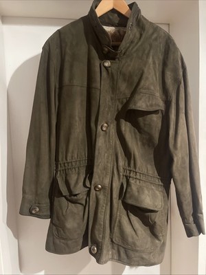 Olivgrüne Herrenjacke Gr 54 aus Amaretta (künstliches Wildleder)