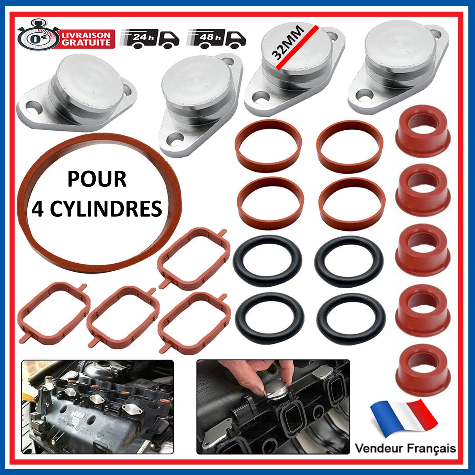 Kit volets admission 32mm pour BMW E46 E60 performance alu