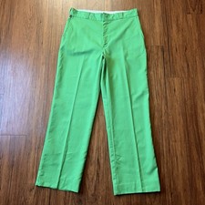 Vintage 70s Wrangler Pants Trousers 34L Mens Green Tapered High Rise Retro