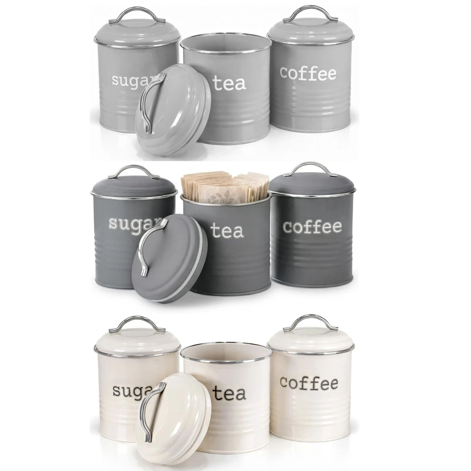 Set of 3 Kitchen Canisters Set with Airtight Lids Tea Coffee Sugar Jars Canister
Opens in a new wind