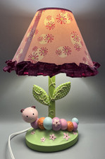 lambs and ivy 2011 caterpillar lamp with Shade WORKS CUTE pink Green NURSERY