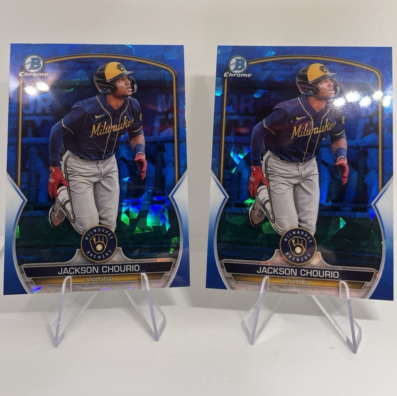 Topps 2023 Bowman Chrome Jackson Chourio Sapphire BCP-76 Brewers - 2 Cards