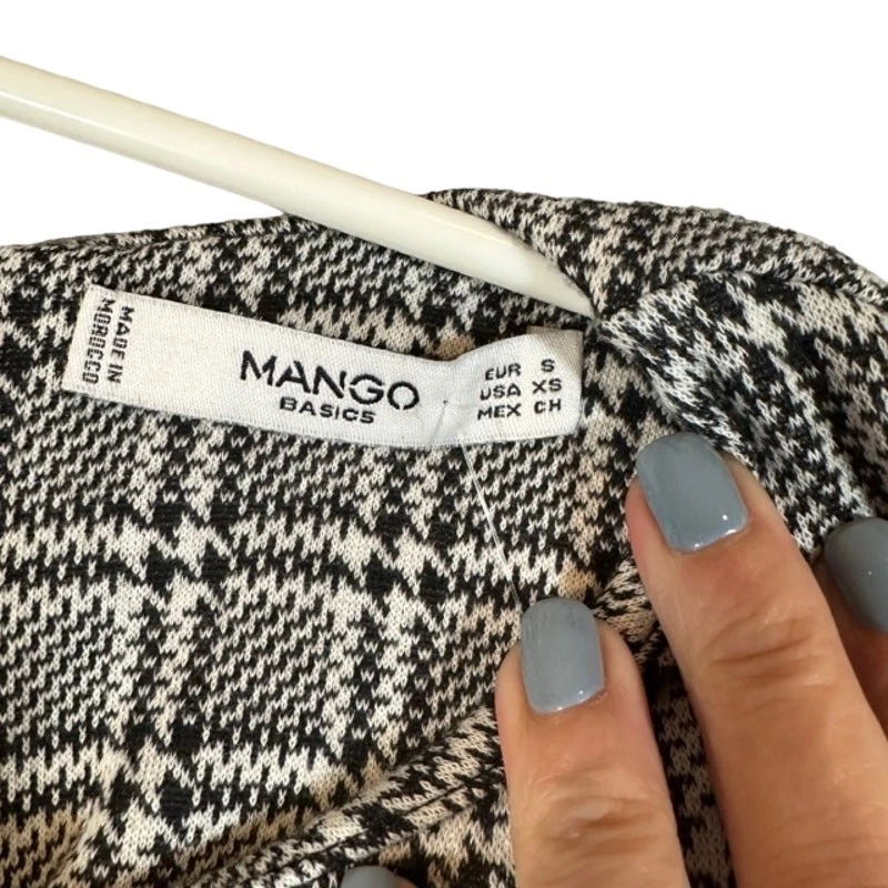 VETEMENTS Abito camicia Mango bianco e nero pied de poule a quadri dettaglio bottoni donna tg 4