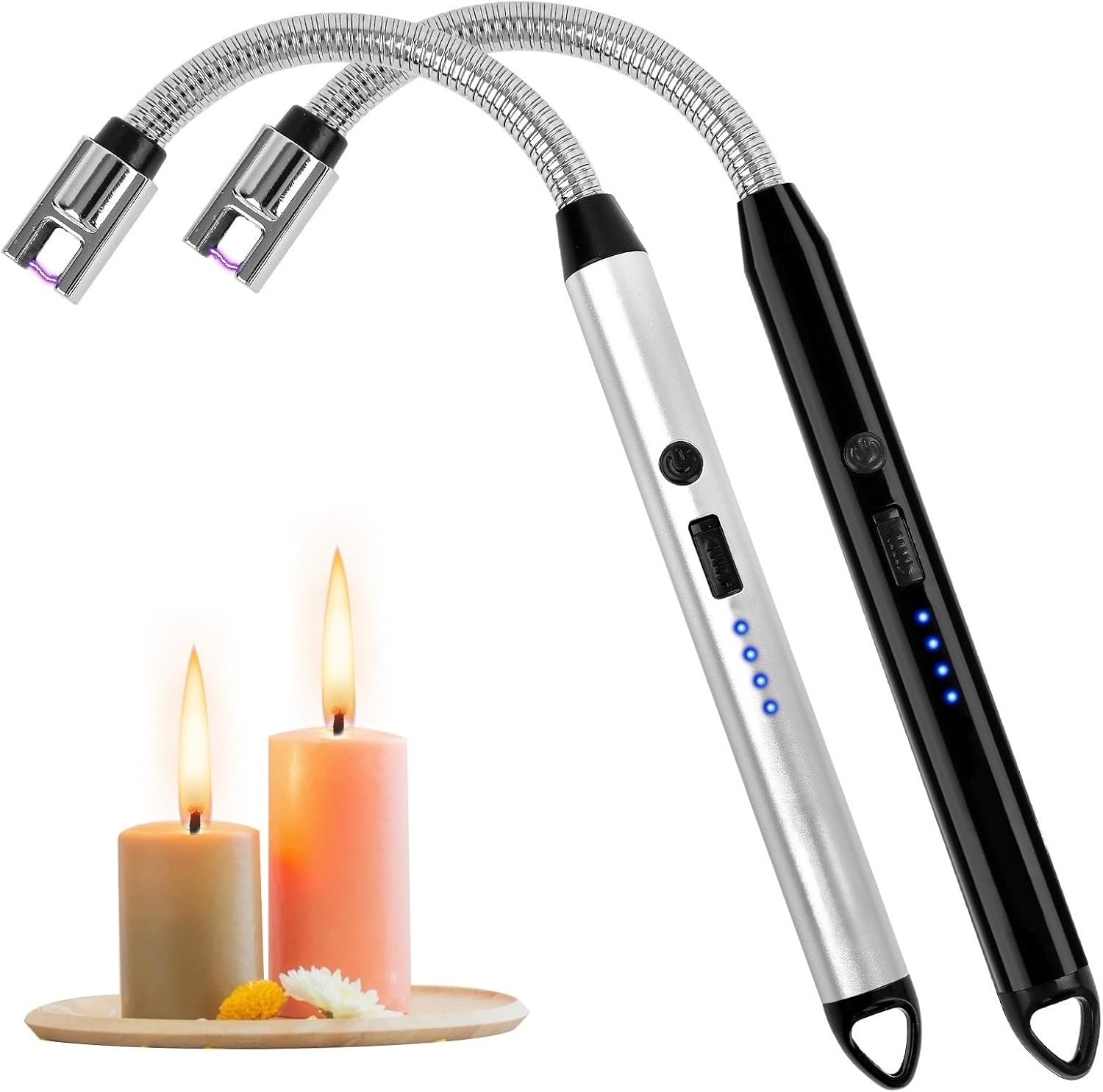 Set &ndash; Rechargeable Plasma Arc Lighters Silver Black
