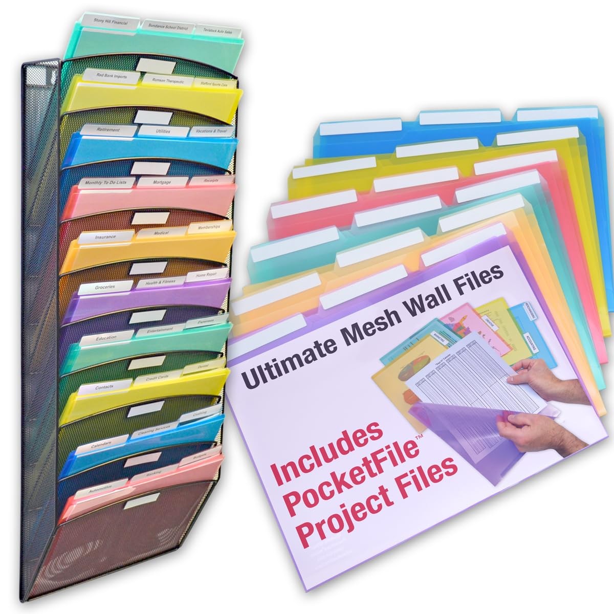 Mesh Wall File Organizer 10 Tier Vertical Mount Hanging File