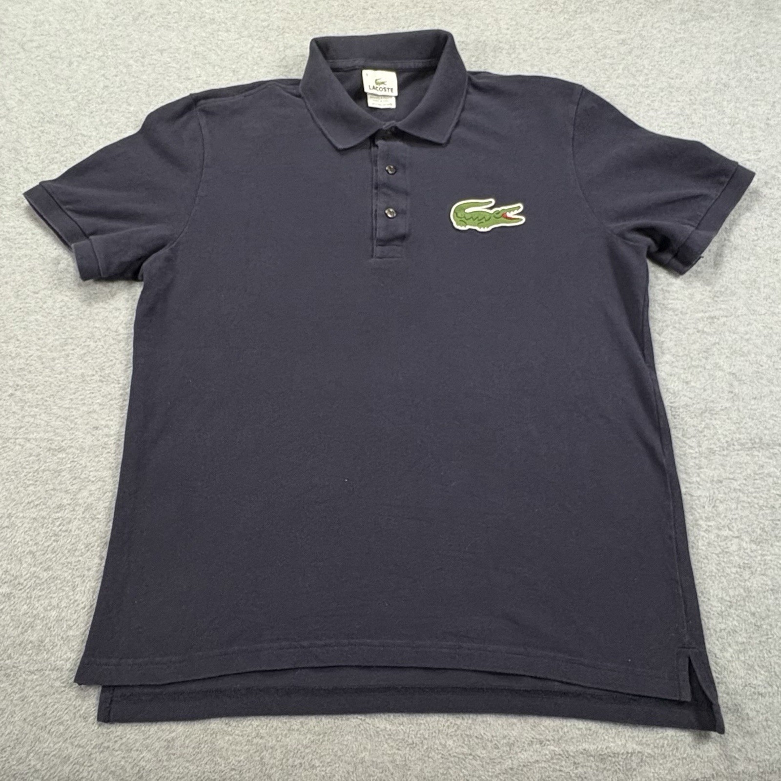 Lacoste Big Croc Polo Shirt Men’s Size 5 Navy Logo Cotton Short Sleeve