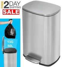 Bote De Basura Con Tapa Acero Inoxidable 13 Galones Grande Para Cocina En Oferta