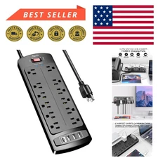 Extend Your Power with 12 AC Outlets & 4 Smart USB Ports - 6ft Surge Protector