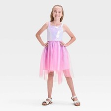 Girls' Sleeveless Ombre Sequin High Low Skirt - Cat  Jack  Coral Pink L