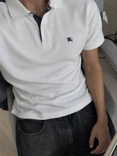Burberrys White Cotton Polo Shirt Made in England Mens Vintage