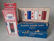 Vintage 400 Pc Red White  Blue Plastic Interlocking Unbreakable USA Poker Chips