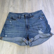 Old Navy Distressed Blue Denim Shorts with Rolled Hem