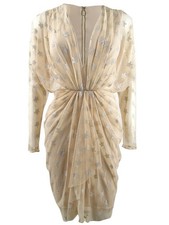 SHO Women's Metallic-Star Sheath Dress (XS, Champagne)