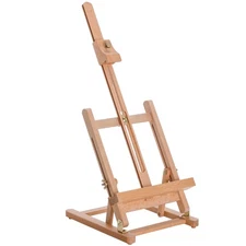 U.S. Art Supply Small Tabletop Wooden H-Frame Studio Easel, Adjustable Beechwood