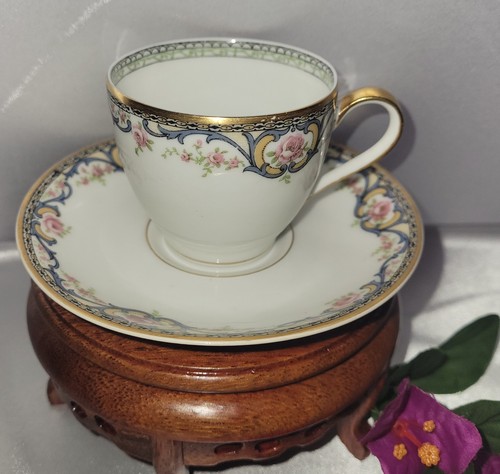 Antq Theodore Haviland Limoges France Porcelain Demitasse Cup/Saucer Gold Trim - 第 1/8 張圖片