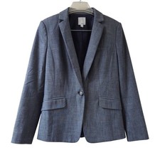 Halogen Women's Grey Herringbone One Button Blazer Size 0