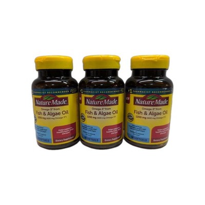 (3) Nature Made Fish & Algae Oil -- 1200 mg - 60 Softgels Each. Exp 05/2027