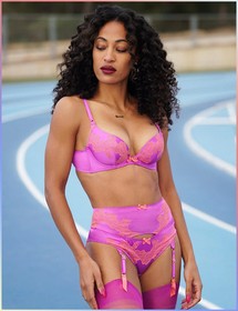 Agent Provocateur CAILINE Suspender S/2 NWT Magenta & Melon Orig $190 RARE [A3]