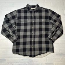 Gray Plaid Flannel Sherpa Lined Shacket Coat Outdoor Men’s Large