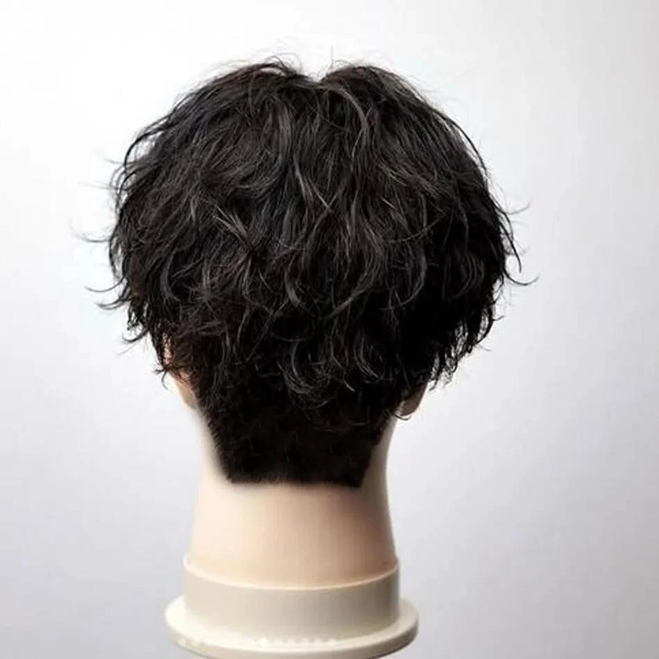 Full Lace Human Hair Wig Brazilian Remy Pixie Cut Men Wigs Short Male Wig Wavy - 第 5 张/共 12 张