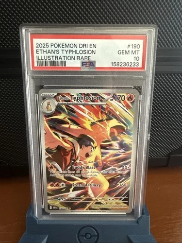 Pokemon 2025 Destined Rivals Illustration Rare #190 Ethan's Typhlosion PSA 10