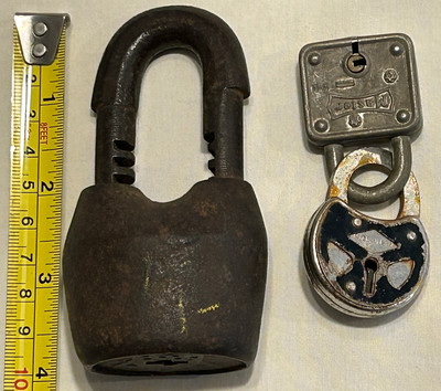 Lot of 3 Padlocks Antique Cast Iron Scandinavian Star Lock, Master USA, No Keys