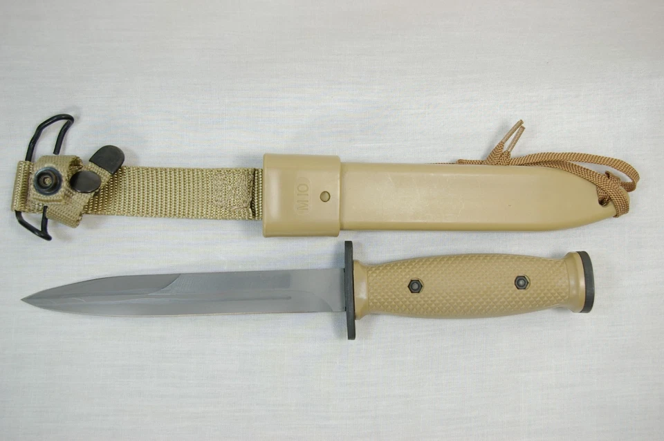 Army Desert Storm Tan "M3" Fighting Combat Knife M10 Scabbard - Never issued Exc - Image 2 of 4