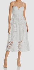 Halston Women's White Lace Bustier Midi Dress Size 4